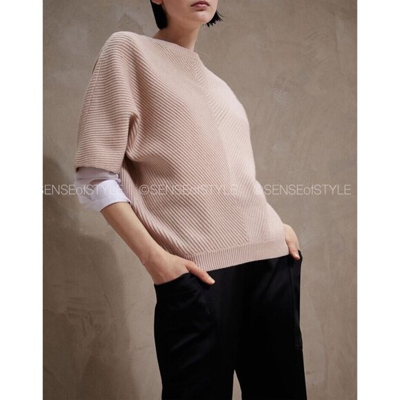 Brunello Cucinelli Women's Cashmere Sweater Monili  Trim Pink Pullover Size S - Picture 3 of 7